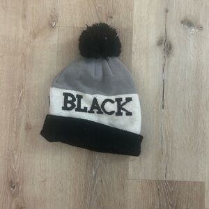 Black Diamond Black and Gray Beanie with Pom-Pom